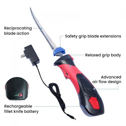 Cordless Rechargeable Reciprocating Serrated Electric Knife Cutting Meats Poultry Bread Fish Lithium Ion Electric Fillet Knife